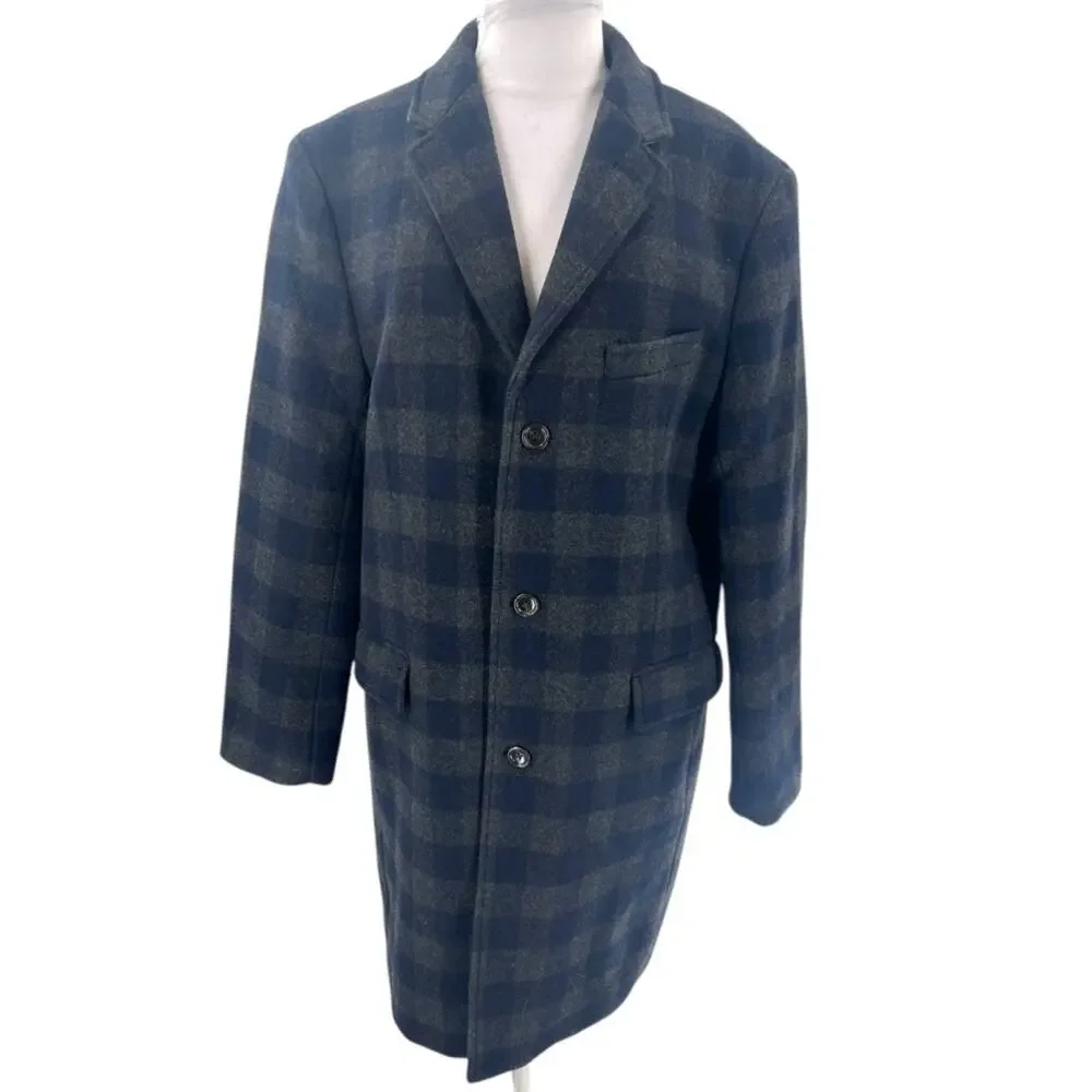 J. Crew Ludlow topcoat in wool blend blue gray check sz 44R